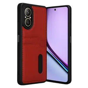 Realme 12 Lite Kılıf Sara Kartvizitli Deri Kılıf - Kırmızı