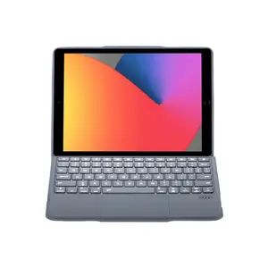 T5506d İpad 10.2 (9.nesil) Kılıf Palermo Ledli Klavyeli Standlı Tablet Kılıfı - Siyah