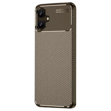 Samsung Galaxy A06 Kılıf Auto Focus Karbon Kapak - Kahverengi