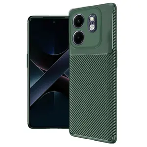 İnfinix Hot 50i 4g Kılıf Auto Focus Karbon Kapak - Koyu Yeşil