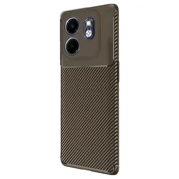 İnfinix Hot 50i 4g Kılıf Auto Focus Karbon Kapak - Kahverengi