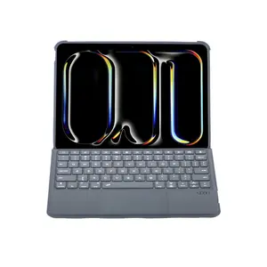 T5510d İpad Pro 13 (2024) Kılıf Palermo Ledli Klavyeli Standlı Tablet Kılıfı - Siyah
