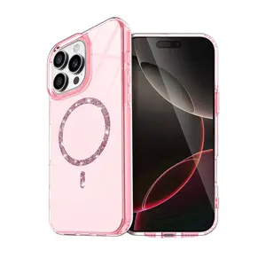 İphone 15 Pro Max Live Diamond Magsafe Kapak - Pembe