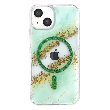 Onegif  İphone 14 Lotus Simli Magsafe Kapak - Yeşil