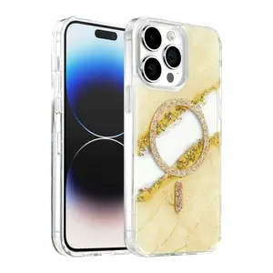 Onegif  İphone 14 Pro Max Lotus Simli Magsafe Kapak - Gümüş