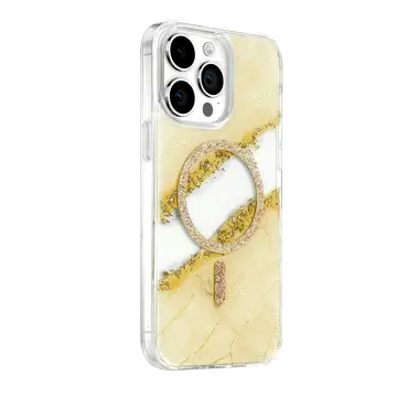 Onegif  İphone 14 Pro Max Lotus Simli Magsafe Kapak - Gümüş