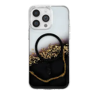 Onegif  İphone 14 Pro Max Lotus Simli Magsafe Kapak - Siyah