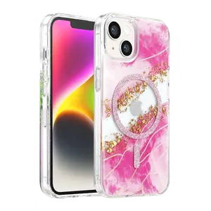 Onegif  İphone 15 Lotus Simli Magsafe Kapak - Pembe