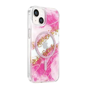 Onegif  İphone 15 Lotus Simli Magsafe Kapak - Pembe