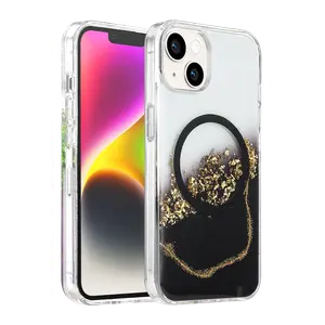 Onegif  İphone 15 Lotus Simli Magsafe Kapak - Siyah