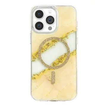 Onegif  İphone 15 Pro Max Lotus Simli Magsafe Kapak - Gümüş