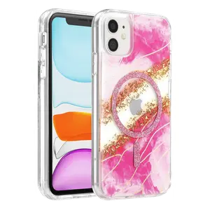 Onegif  İphone 11 Lotus Simli Magsafe Kapak - Pembe