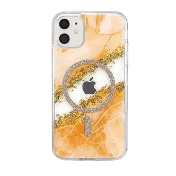 Onegif  İphone 11 Lotus Simli Magsafe Kapak - Turuncu