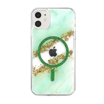 Onegif  İphone 11 Lotus Simli Magsafe Kapak - Yeşil