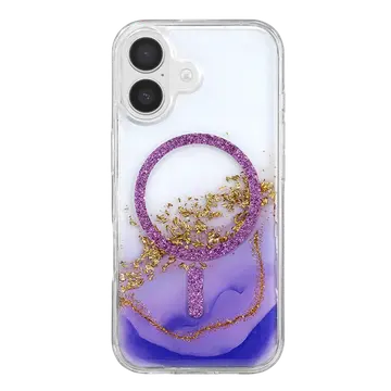 Onegif  İphone 16 Lotus Simli Magsafe Kapak - Mor