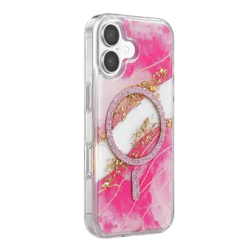 Onegif  İphone 16 Lotus Simli Magsafe Kapak - Pembe