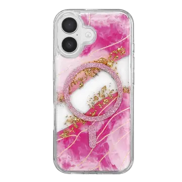 Onegif  İphone 16 Lotus Simli Magsafe Kapak - Pembe