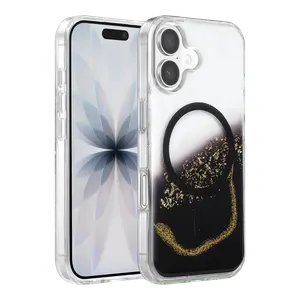 Onegif  İphone 16 Lotus Simli Magsafe Kapak - Siyah