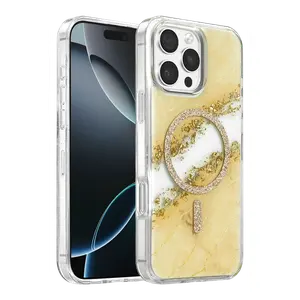 Onegif  İphone 16 Pro Max Lotus Simli Magsafe Kapak - Gümüş
