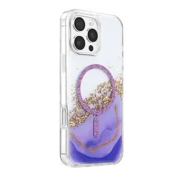 Onegif  İphone 16 Pro Max Lotus Simli Magsafe Kapak - Mor