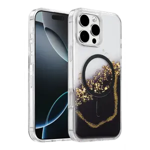 Onegif  İphone 16 Pro Max Lotus Simli Magsafe Kapak - Siyah