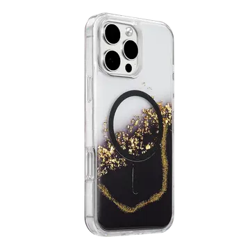 Onegif  İphone 16 Pro Max Lotus Simli Magsafe Kapak - Siyah