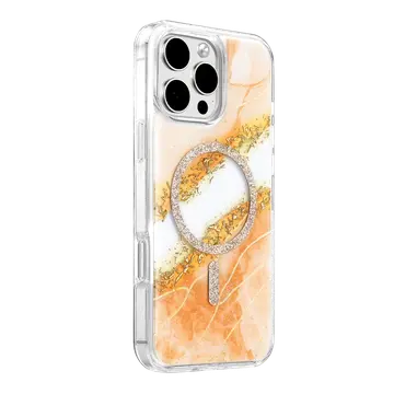 Onegif  İphone 16 Pro Max Lotus Simli Magsafe Kapak - Turuncu