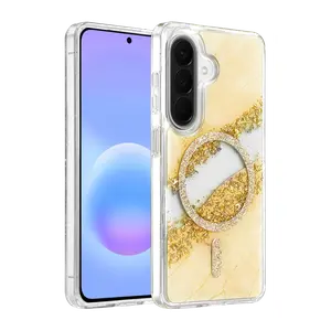 Onegif Samsung Galaxy A56 Lotus Simli Magsafe Kapak - Gümüş