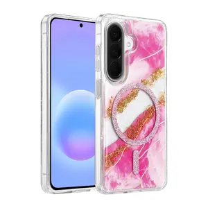 Onegif Samsung Galaxy A56 Lotus Simli Magsafe Kapak - Pembe