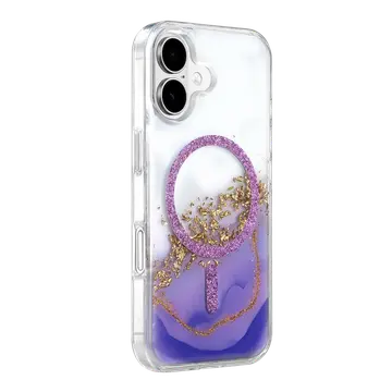 Onegif  İphone 17 Lotus Simli Magsafe Kapak - Mor