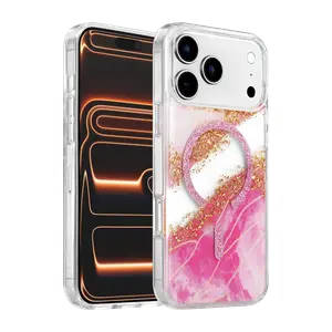 Onegif  İphone 17 Pro Lotus Simli Magsafe Kapak - Pembe
