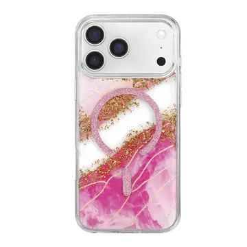 Onegif  İphone 17 Pro Lotus Simli Magsafe Kapak - Pembe