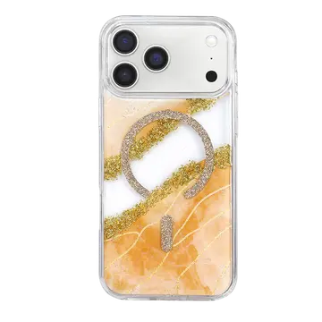 Onegif  İphone 17 Pro Lotus Simli Magsafe Kapak - Turuncu