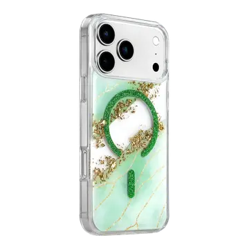 Onegif  İphone 17 Pro Lotus Simli Magsafe Kapak - Yeşil