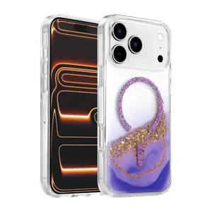 Onegif  İphone 17 Pro Max Lotus Simli Magsafe Kapak - Mor