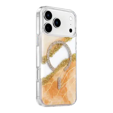 Onegif  İphone 17 Pro Max Lotus Simli Magsafe Kapak - Turuncu