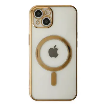 İphone 14 Plus Kılıf Magneticsafe Lazer Silikon - Gold