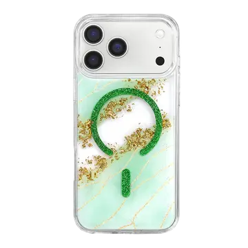 Onegif  İphone 17 Pro Max Lotus Simli Magsafe Kapak - Yeşil