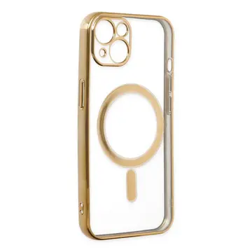 İphone 14 Plus Kılıf Magneticsafe Lazer Silikon - Gold