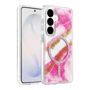 Onegif Samsung Galaxy S26 Lotus Simli Magsafe Kapak - Pembe