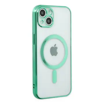 İphone 14 Plus Kılıf Magneticsafe Lazer Silikon - Haki Yeşil