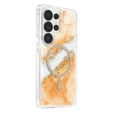Onegif Samsung Galaxy S26 Ultra Lotus Simli Magsafe Kapak - Turuncu