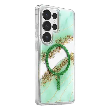 Onegif Samsung Galaxy S26 Ultra Lotus Simli Magsafe Kapak - Yeşil