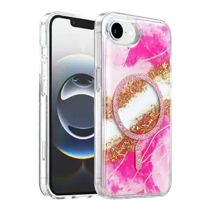 Onegif  İphone 17e Lotus Simli Magsafe Kapak - Pembe