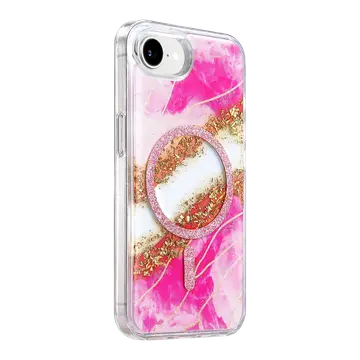 Onegif  İphone 17e Lotus Simli Magsafe Kapak - Pembe