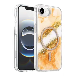 Onegif  İphone 17e Lotus Simli Magsafe Kapak - Turuncu