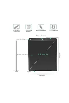 12 Inc Renkli Lcd Grafik Dijital Kalemli Çizim Tableti Yazı Tahta Not Yazma Eğitim Tableti Kırmızı