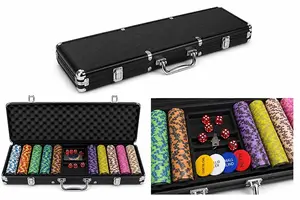Deri Çantalı 500 Chip Ve 2 Adet İskambil Kağitına Sahip Poker Oyunu