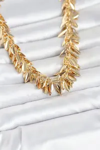 Gold Renk Pirinç Saçaklı Kadın Kadın Kolye 5886