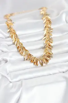Gold Renk Pirinç Saçaklı Kadın Kadın Kolye 5886